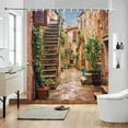 thumbnail image 4 of Outdoor Garden Shower Curtain Street Architecture Botanical Floral Vintage Old Fashid Door Rustic Scene Hippie Bathroom r, 4 of 7