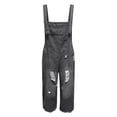 thumbnail image 4 of Womens Denim Bib Overalls Barrel Leg Adjustable Strap Jean Pants Jumpsuits with Pockets,Grey,XL, 4 of 5