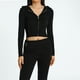 thumbnail image 4 of Blusas + Pantalones Largos Y2K Knit Crop Tops + Pantalones largos 2pcs Mujeres Zipper Sport Fitness Outfit (Negro M) Kuymtek para Mujer Negro T M, 4 of 6