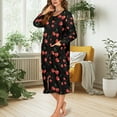 thumbnail image 2 of FOR U DESIGNS Cherry Print House Dresses for Women Comfortable Long Sleeve Night Shirts Soft Duster Lounger Robe with Pockets,Sleep Dress with Zipper, S, 2 of 8