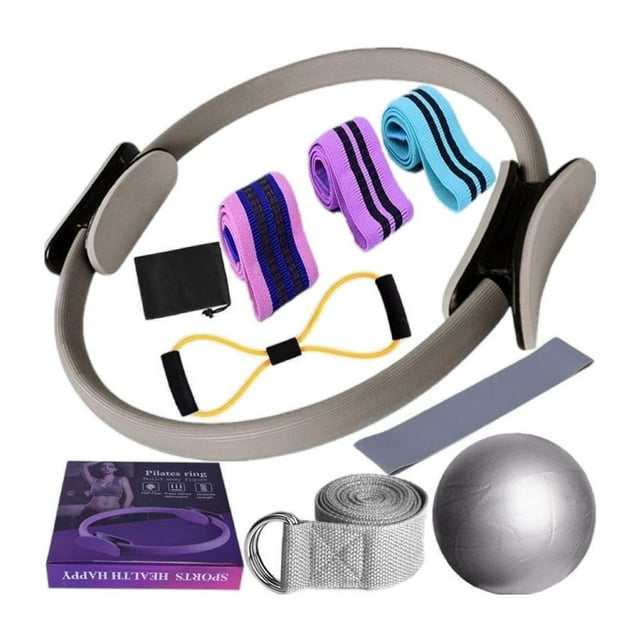 Pilates Essentials Kit for Women, 2025 New Yoga Sets for Women, 11pcs Stretch Pilates Rings Booty Bands, Yoga Ball 25cm Figure 8 Resistance Band, Pilates Equipment for Home Workouts