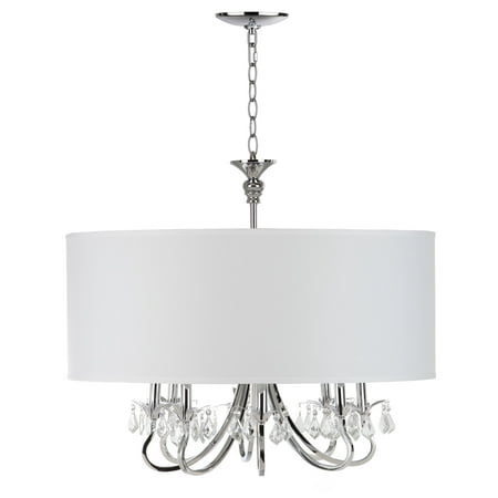 Hung Chrome Pendant - Safavieh Krista 8 Light 32 in. Dia. Adjustable Pendant, Chrome