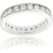 Zirconia Ice Swarovski Zirconia Sterling Silver Eternity Ring Band