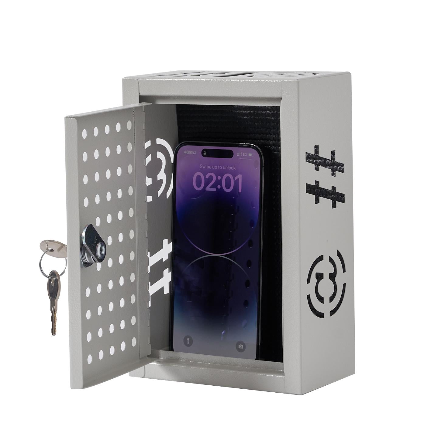 EASY LIFE PRODUCTS Cell Phone Lock Box, Smart Phone Downtime Box, classroom, gymbox, standard safe with key, 8.25x5.5x2.5 inches (gray)