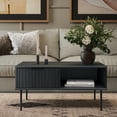 thumbnail image 2 of Kris & Ally Evander Black Fluted Engineered Wood Contemporary Indoor Coffee Table with Metal Legs and Storage, 2 of 9