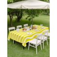 thumbnail image 5 of Outdoor Tablecloth with Umbrella Hole, Yellow Moire Spillproof Waterproof Outdoor Table Cover, Water Ripple Stripe Farmhouse Patio Tablecloths for Party Picnic Camping, Rectangle 60"x120", 5 of 9