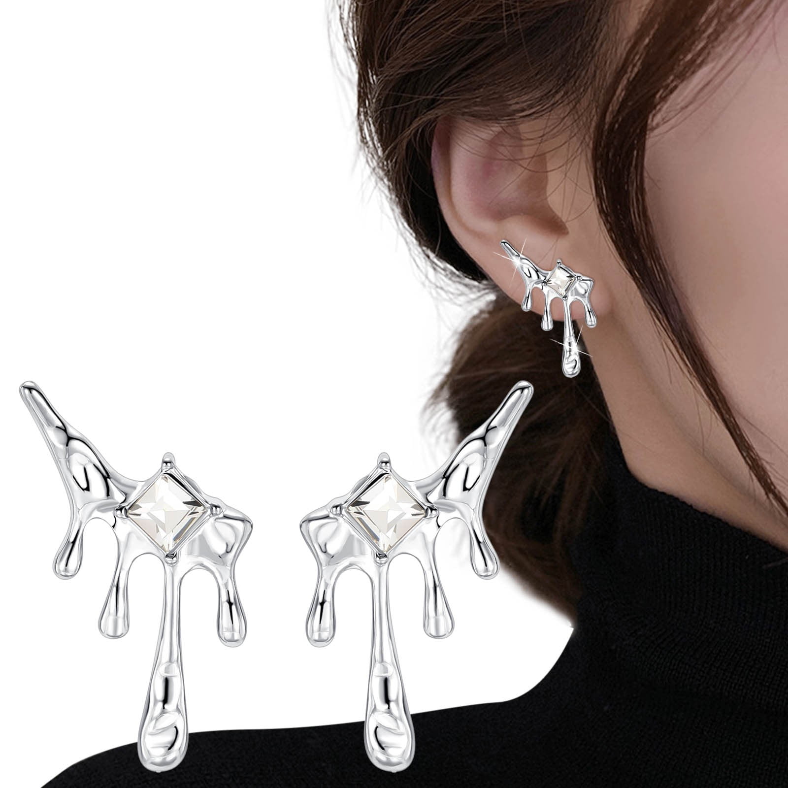 Flat Earring Backs for Studs Rhinestone Earrings For Women Girls Diamond  Tassel Earrings For Women Girls Trendy Minimalist Tiny Ear Piercing Studs