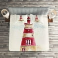 thumbnail image 2 of Ambesonne Lighthouse Quilted Coverlet 3 Pcs, Pastel Watercolors, King Size, Multicolor, 2 of 2