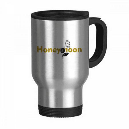 

Flower Honeymoon Expression Travel Mug Flip Lid Stainless Steel Cup Car Tumbler Thermos