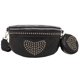 thumbnail image 1 of Bolsa De Pecho Bolso De Pecho Para Mujer, Riñonera Con Remaches De Amor, Bandolera De Viaje (Negro) Tmvgtek Para Estrenar, 1 of 4