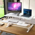 thumbnail image 2 of Mount-It! Electric Standing Desk Converter with 38" Desktop, White, 2 of 9