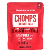 Chomps Zero Sugar Original Style Mini Beef Chomplings Sticks .5oz 6 Count Resealable Bag