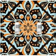 thumbnail image 1 of Metal Light Switch Plate Cover Blue Orange Mandala Flower Tile Pattern MDL041, 1 of 13