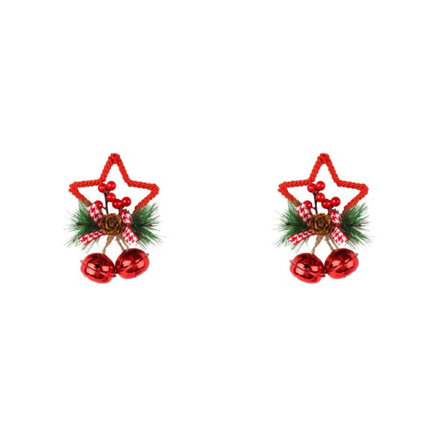 Colgante de Navidad Wosthever Estrella Campana Rojo 2Conjunto