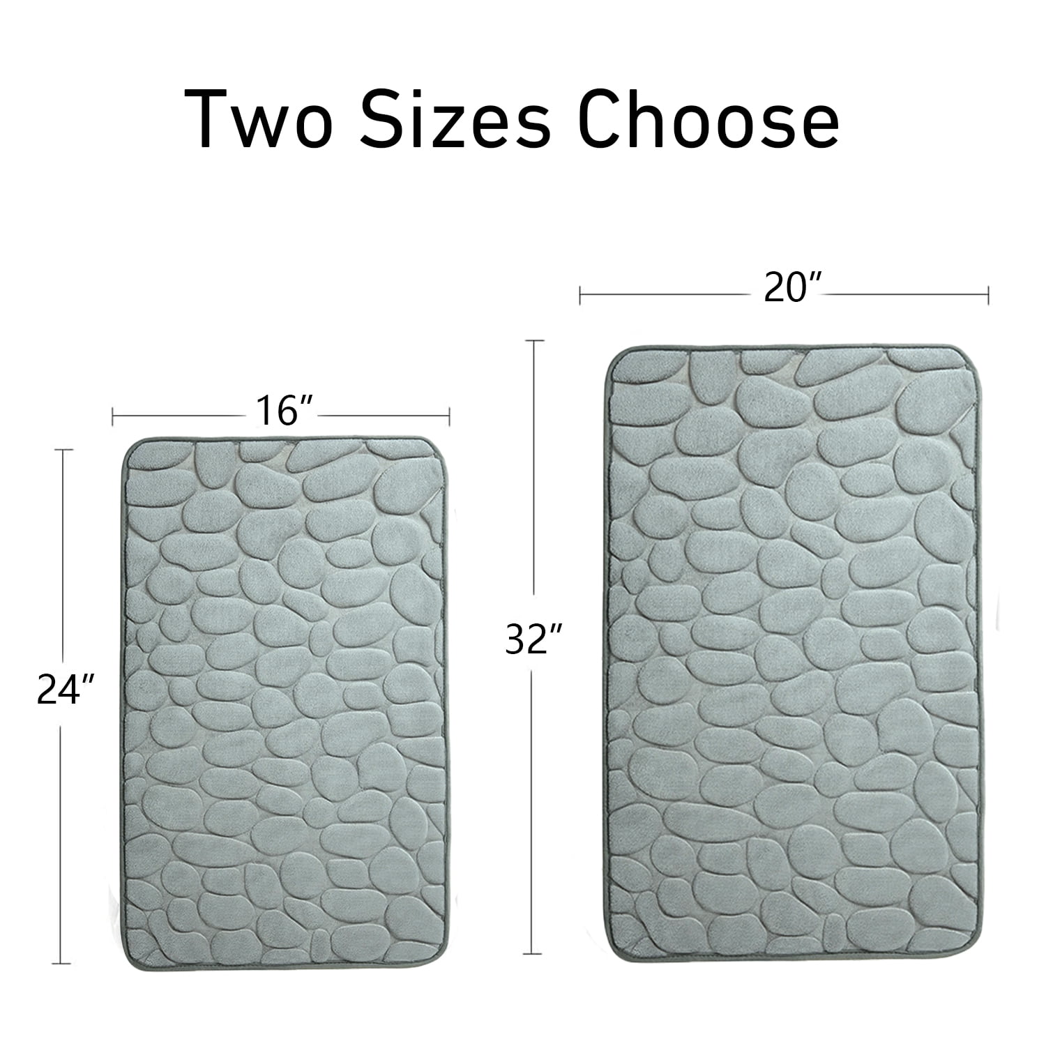 Anti Slips Bath Mat, Soft Absorbent Bathroom Rug, 20"x32", Grey