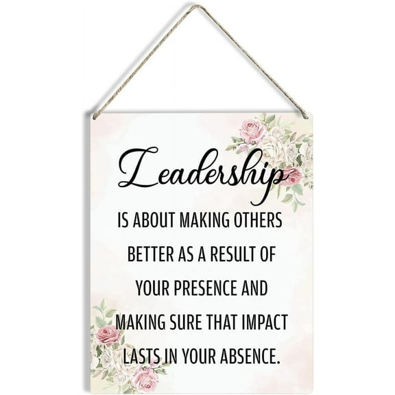 Motivational Quote Leadership Wood Sign 8x10 Leader Wooden Hanging Plaque for Home Office Wall Art Decoration Present