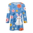 thumbnail image 4 of Easter Shirts for Women 3/4 Length Sleeve Crewneck Tshirts with Bunny Egg Print Casual Loose Fit Tops Tee, 4 of 5