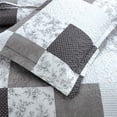 thumbnail image 4 of Ycosy Juego de edredón floral tamaño king Juego de ropa de cama a cuadros con retazos, colcha reversible con flores, colcha ligera moderna, edredones a cuadros grises, blancos y negros, juegos de fund, 4 of 5