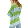 thumbnail image 5 of Miluxas Women Oversized Striped Tee Shirts Half Zip Long Sleeve Colorblock T-shirts Loose Fit V-Neck Casual Pullover Tee Tops Green 8(L), 5 of 6
