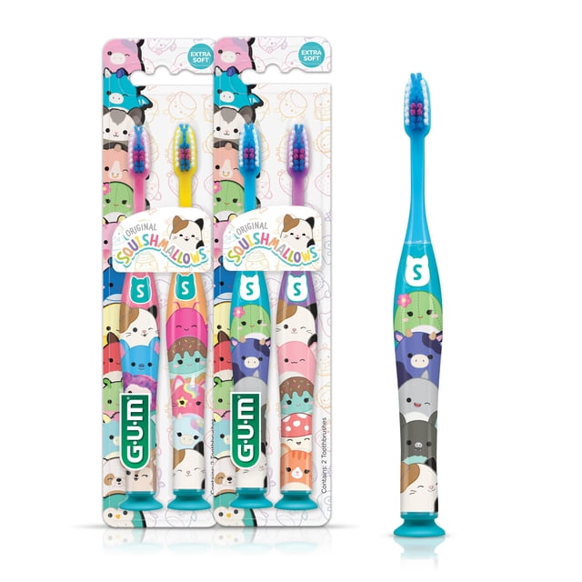 Cepillo de dientes GUM Squishmallows para niños, extra suave, paquete de 2