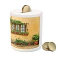 thumbnail image 3 of Italy Piggy Bank, Porch Different Flowers Pots Fresh Plants City Life in Tuscany Europe, Ceramic Coin Bank Money Box for Cash Saving, 3.6" X 3.2", Apricot Green Brown, by Ambesonne, 3 of 4