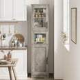 thumbnail image 2 of GAOMON 67" Tall Cabinet - Slim Storage Cabinet with Doors & Adjustable Shelves，Gray, 2 of 7
