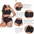 thumbnail image 4 of BIMEI Women's Plus Size 2 Piece High Waist Bandage Bikini Sets Chic Swimsuit Retro Bathing Suit，Black，3XL, 4 of 5