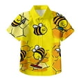 thumbnail image 4 of Byoo Toddler Boys Cute Button Down Shirt with Short Sleeves Bee Print Button-Up Shirt Casual Daily Sport Top,Yellow, 4 of 4