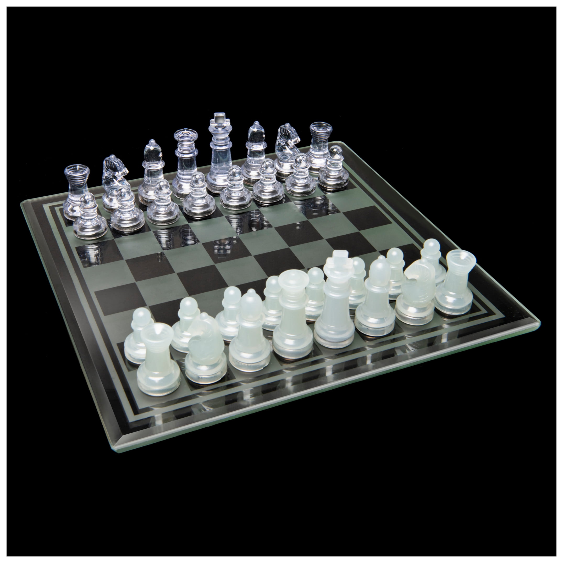 Spin Master Games, Clear Chess and Checkers Set with Glass Gameboard, for Ages 8+