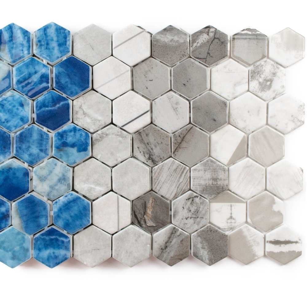 The Tile Life Eterna Hex 4" x 4" Alaia Glass Mosaic Tile Sample 1 Piece