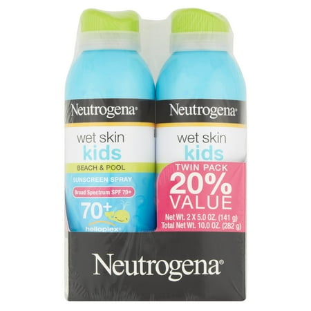 - Neutrogena Wet Skin Kids Beach & Pool Sunscreen Spray SPF 70+, 5 Oz, 2 Pk