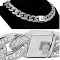 thumbnail image 3 of Mens Choker Necklace 18" Inch x 18MM Wide Cuban Link Silver Tone Chunky Bling Iced Hip Hop Chain, 3 of 5