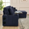 thumbnail image 2 of Muumblus L-Shaped Sectional Sofa with Storage Ottoman, Corduroy Cloud Couch with Bluetooth Speaker & Side Table, Modern Living Room Furniture, Gray, 2 of 10