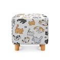 thumbnail image 2 of SCRAWLGOD Cats Paw Print White Ottoman Slipcover, Folding Footrest Stool Cover Washable Square Slipcover with Elastic Band for Living Room, 2 of 7
