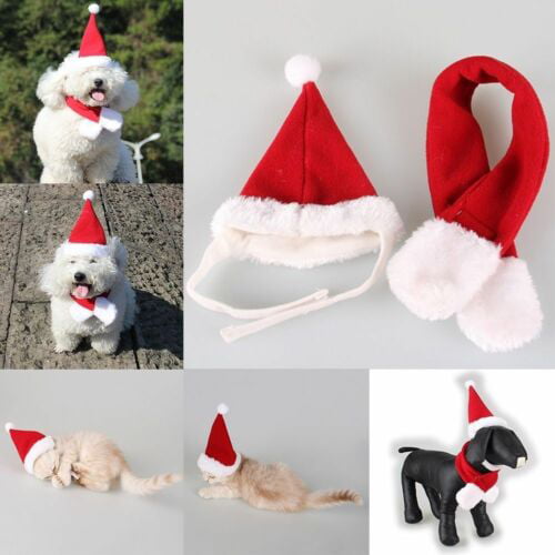 Fold Up Soft Pillow & Animal Pet Santa Claus Pet Animal Pillow With Scarf