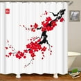 thumbnail image 4 of Pink Cherry Blossom Shower Curtain, Japanese Sakura Floral Shower Curtain Set, Ink Painting Cherry Flower Shower Curtains for Bathroom, Waterproof Fabric with 12 Hooks, 72 x 72 Inches, 4 of 6