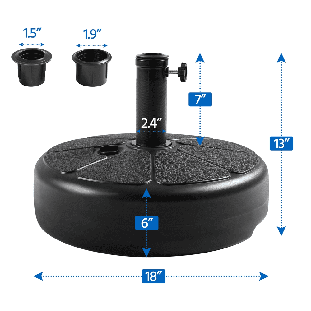 Alden Design Water Filled Plastic Umbrella Base Stand for Outdoor Lawn Garden, Black