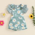 thumbnail image 4 of Gupgi Baby Girls Overalls Set, Infant Short Sleeve Ribbed Romper+Flower Print Suspender Shorts with Pockets, 4 of 9