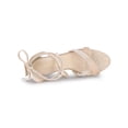 thumbnail image 4 of BLISSFUL STEP Women's Velvet Lace-Up Clear Block Heel Sandals Beige (Size 6), 4 of 7
