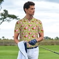 thumbnail image 3 of Fotbe Lips blowing bubble gum Pattern Men’s Golf Polo Shirt – Breathable Performance Golf Shirt with Button-Down Collar-Large, 3 of 6