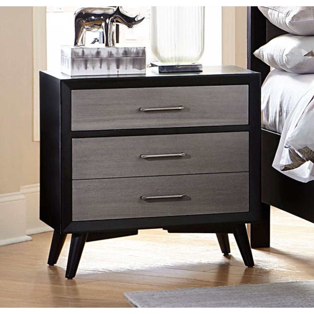Benzara Contemporary Style Wooden Night Stand In Black and Gray