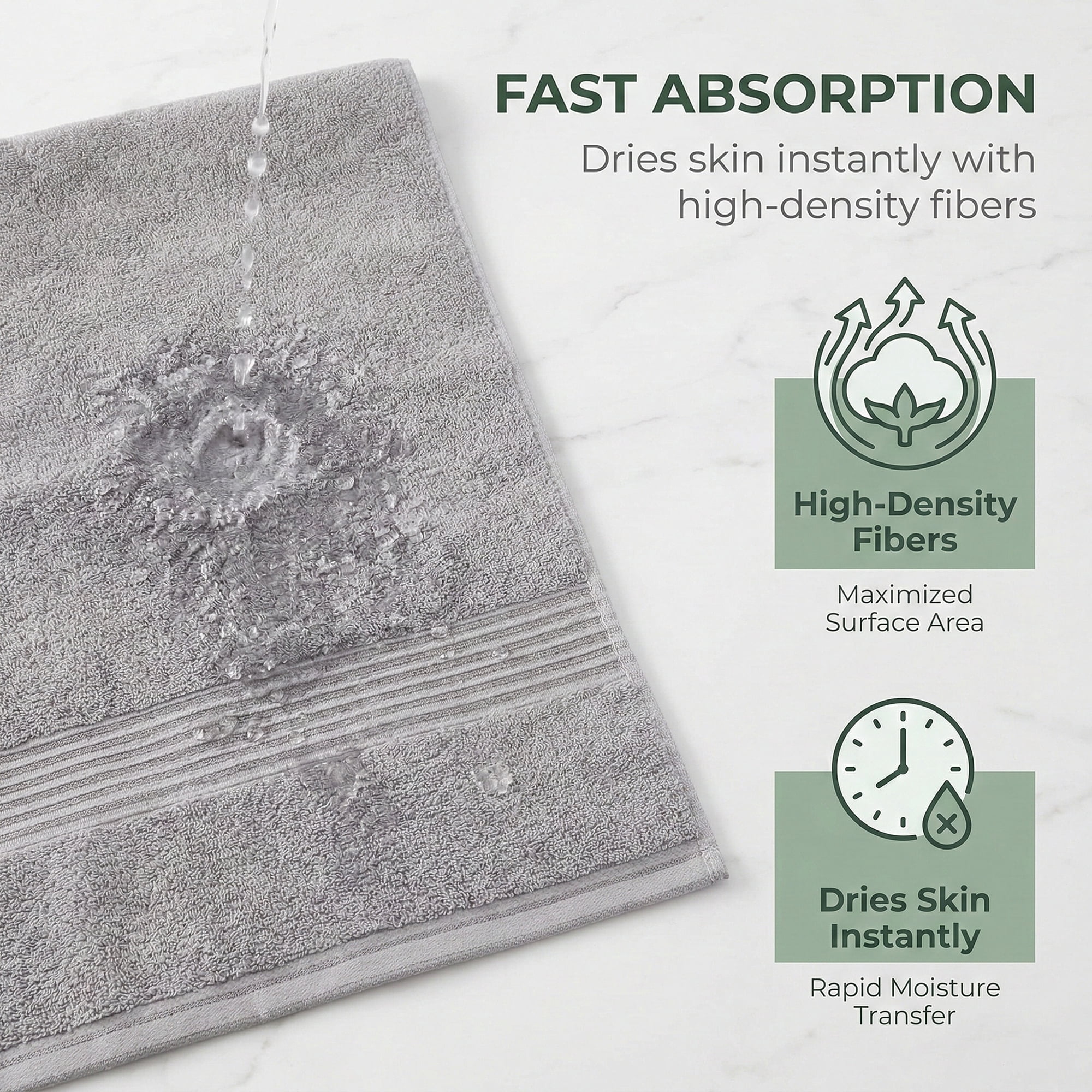 Unique Bargains Striped Cotton Soft Absorbent Quick Dry Hand Towels Grey 2pcs 29" x 13"