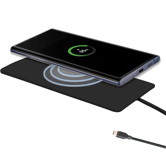 IJS 15W Ultra-Slim Wireless Charger – Fast Universal Charging Pad for iPhone, Samsung & All Qi-Enabled Devices – Black