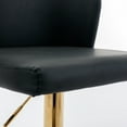 thumbnail image 4 of PU Leather Swivel Bar Stools Set of 2 with Footrest & Metal Base, Adjusatble Counter Height Bar Chairs with Button Tufted Back & Rivets Trim, Upholstered Dining Chairs for Bar, Kitchen, Black+Golden, 4 of 7