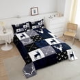 thumbnail image 3 of Camo Deer Antlers Comforter Set Full,Geometric Plaid Patchwork Bedding Set Teens Room Decor,Boho Arrow Xmas Quilt Set,Blue Grey Duvet Insert, 3 of 6