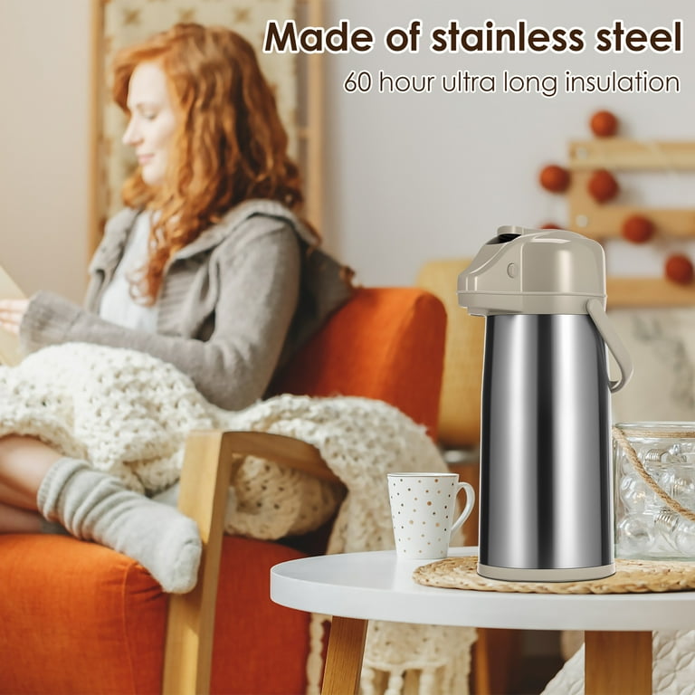 Airpot Coffee Carafe with Rotatable Base and Carry Handle