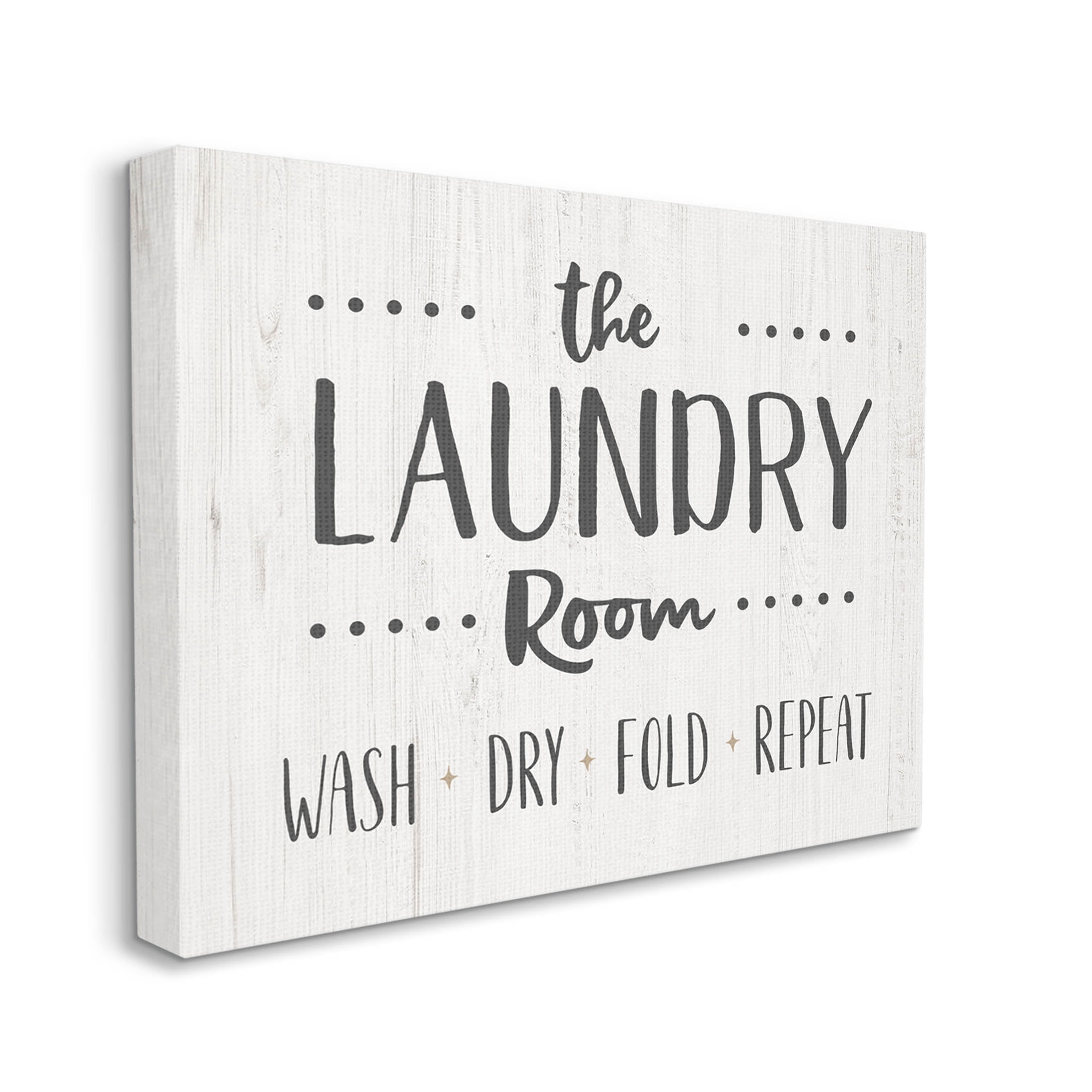 Laundry Room Wash Dry Fold Repeat Typography Graphic Art Gallery Wrapped Canvas Print Wall Art