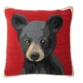 thumbnail image 1 of Indoor/Outdoor Hooked Pillow, Bear Cub Pillow 18"x18", 1 of 4