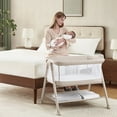 thumbnail image 2 of Delta Children Haven AirFlow Bassinet with Breathable Mesh and Wheels, Tan, 2 of 23