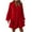 Red, variant on Diufon Summer Women's V Neck Long Sleeve Solid Color Flared Dress Button Front Mini Dresses
